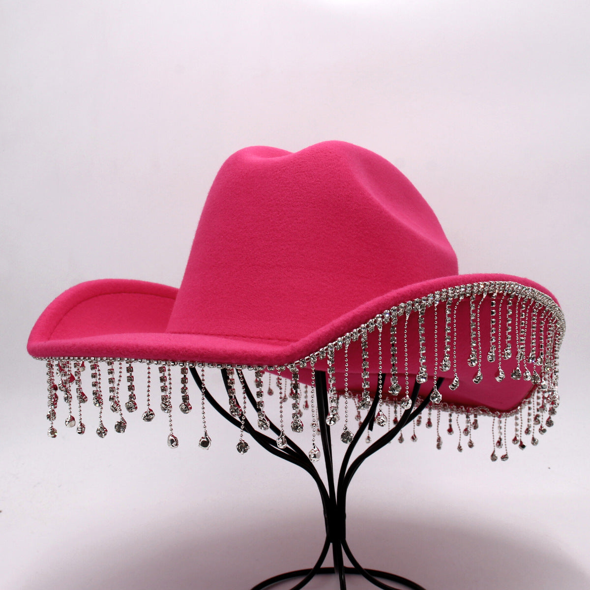 Warped Top Hat With Diamond Tassel Western Cowboy Hat - Urban Caps 