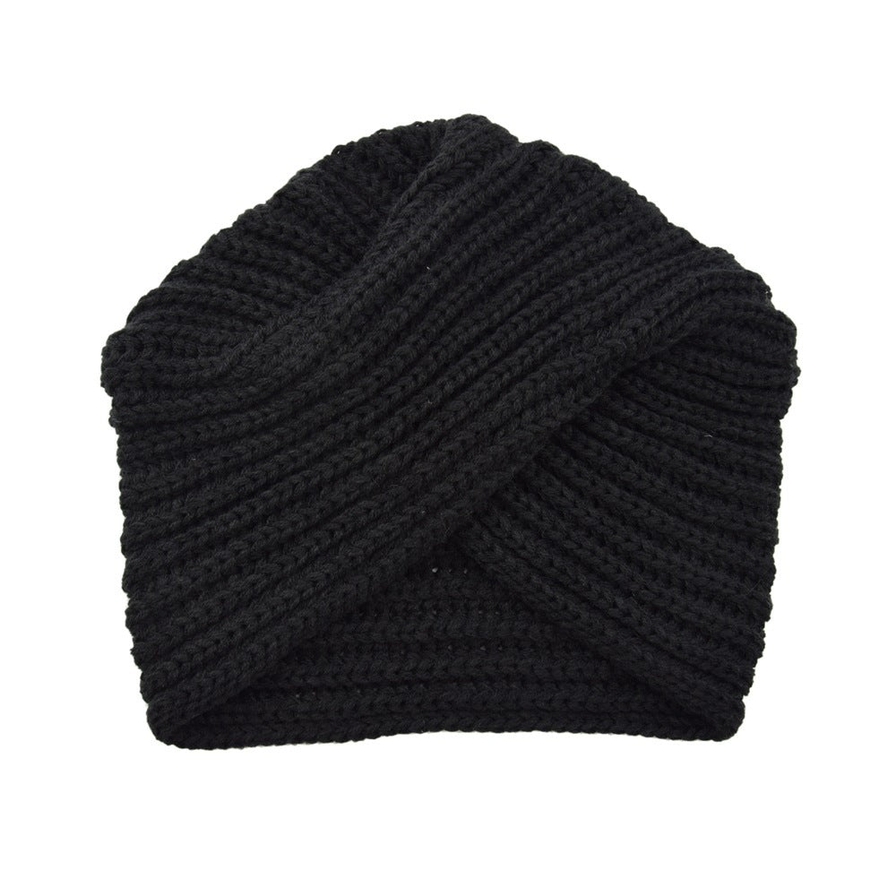 Fashion Woolen Knit Hat With Crossover Pullover - Urban Caps 