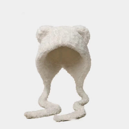 Winter Women's Korean Cartoon Earflaps Woolen Hat - Urban Caps 