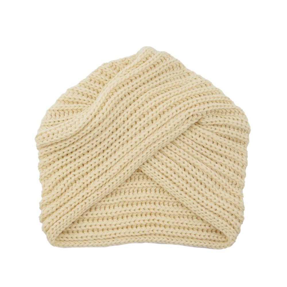 Fashion Woolen Knit Hat With Crossover Pullover - Urban Caps 