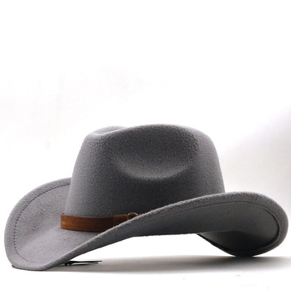 Casual Retro Belt Autumn And Winter Men's And Women's Woolen Western Cowboy Hat - Urban Caps 