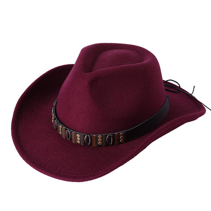 Woolen Hat Western Cowboy Top Hat Men's And Women's Curling Shell Accessories - Urban Caps 