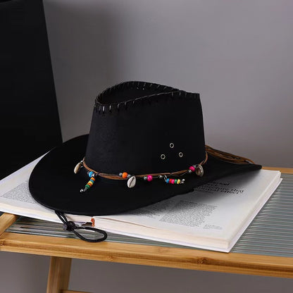 Western Cowboy Hat Men's And Women's Gem Chain Fedora Hat - Urban Caps 
