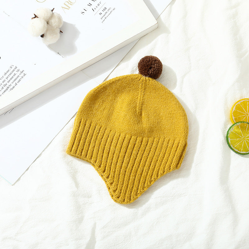 Children's Hat Woolen Cap Male And Female Baby Ear Protection Fluffy Ball - Urban Caps 