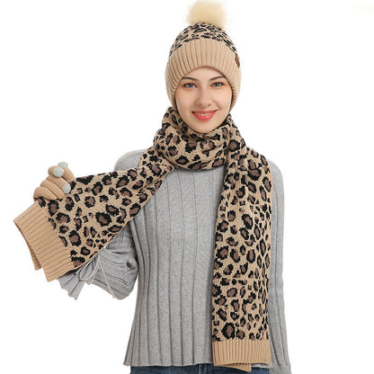 Three-piece Warm Knitted Woolen Hat, Scarf And Gloves - Urban Caps 