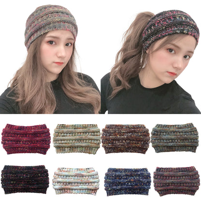 Knitted ponytail wool headband - Urban Caps 