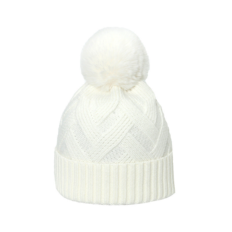 Trend Cross-border Fur Ball Woolen Cap Braiding Thread Plaid Knitted Hat - Urban Caps 