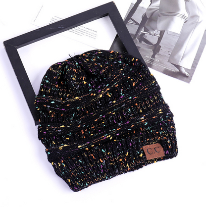 Cable Knit Fuzzy Lined High Bun Beanie - Urban Caps 