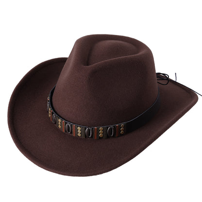 Woolen Hat Western Cowboy Top Hat Men's And Women's Curling Shell Accessories - Urban Caps 