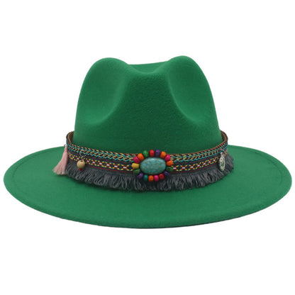 Ethnic Style Western Cowboy Hat Gem Accessories Tibetan Top Hat - Urban Caps 