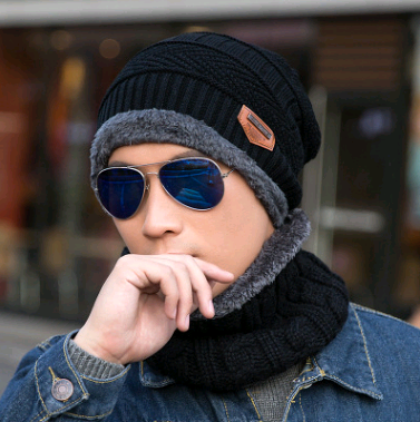Knitted Winter Hat with Crossed Scarf Neck Warmer - Urban Caps 