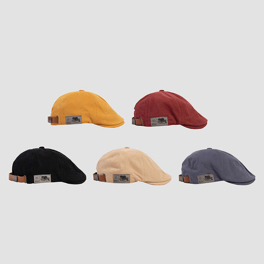 Men’s Japanese Retro Patchwork Beret – Vintage Forward-Facing Style - Urban Caps 