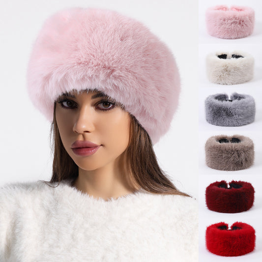 Fur Ball Woolen Cap Autumn And Winter Imitation Fur Thickened Hat - Urban Caps 