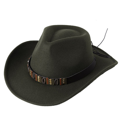 Woolen Hat Western Cowboy Top Hat Men's And Women's Curling Shell Accessories - Urban Caps 