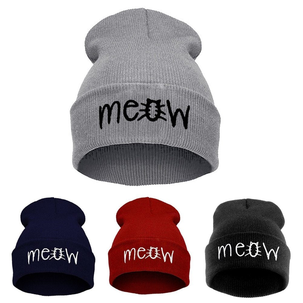 Autumn MEOW  Men Women Casual Hip Hop Hats Knitted Wool Skullies Beanies Hat Warm Winter Hat For Women Beanie Winter Caps - Urban Caps 