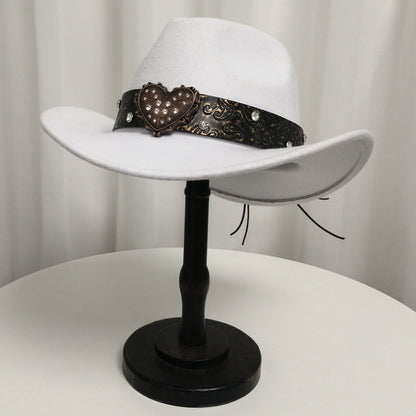 Women's Western Cowboy Hat Love Decorative Chain Top Hat - Urban Caps 