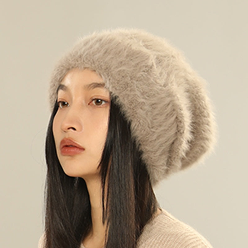 White Big Head Circumference Knitted Huge Woolen Hat - Urban Caps 