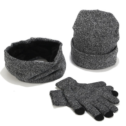 Variegated Knitted Woolen Thick Scarf Hat Gloves - Urban Caps 