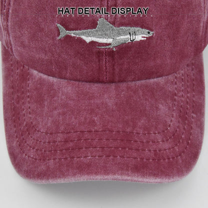 Small Fish Three-Dimensional Embroidery Washed and Distressed Peaked Hat
