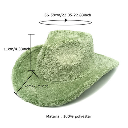 Faux Rabbit Fur Western Cowboy Hat Female Woolen Hat - Urban Caps 