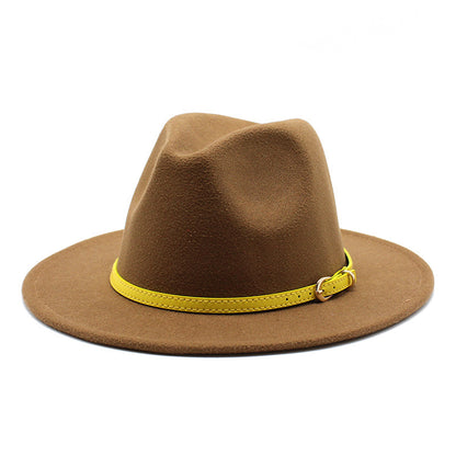 Woolen Hat Big Brimmed Hat Jazz Hat Felt Hat - Urban Caps 