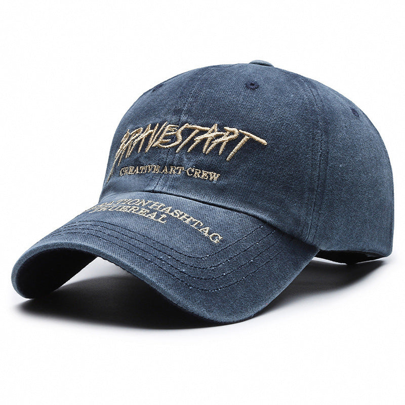 Faded Washed Distressed Baseball Cap Embroidered Letters - Urban Caps 