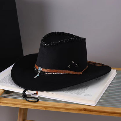 Western Cowboy Hat Men's And Women's Gem Chain Fedora Hat - Urban Caps 