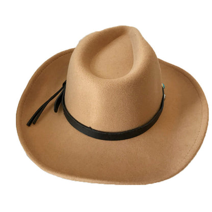 European And American Style Western Big Cowboy Hat With Rivet Woolen Cloth - Urban Caps 