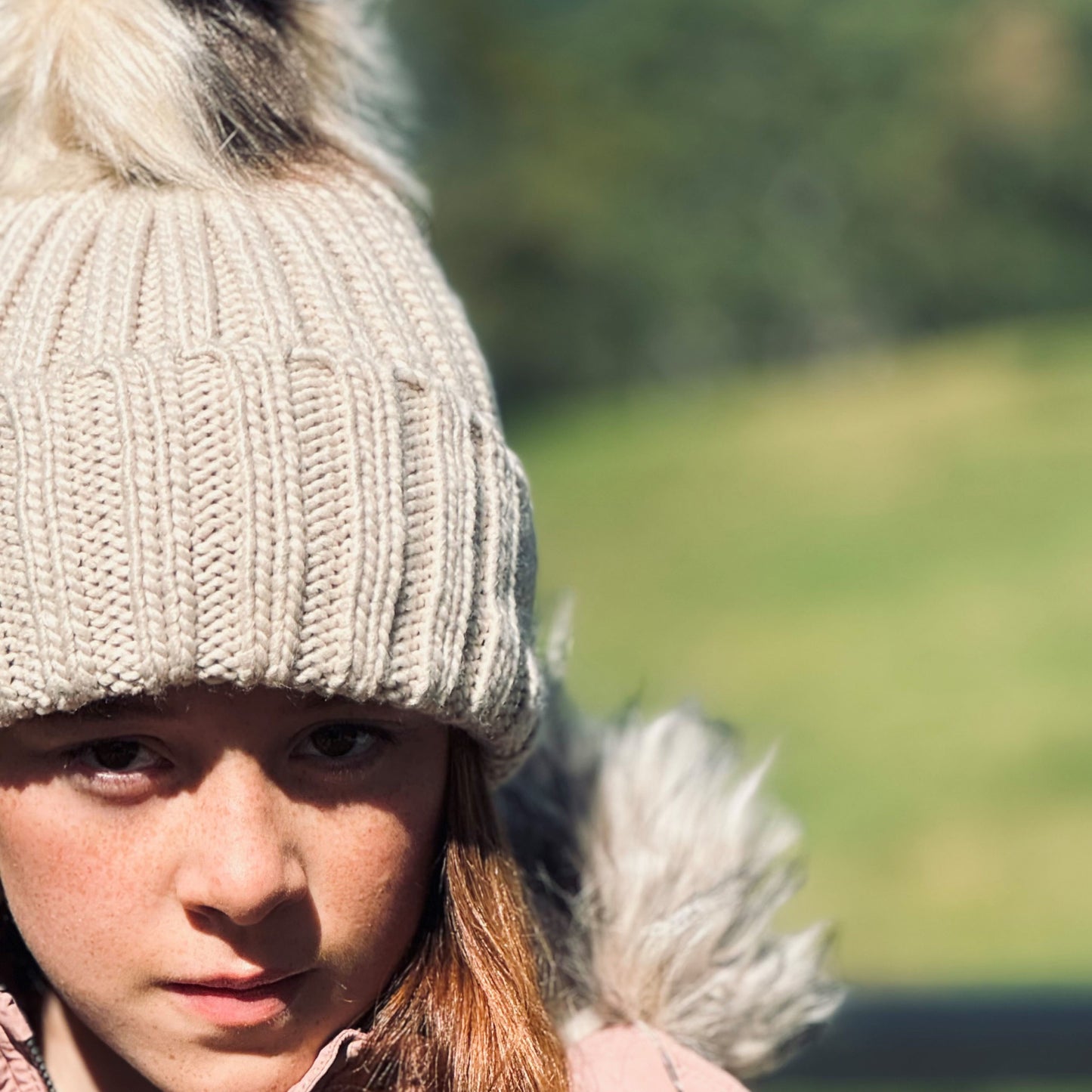 Juniper Kid’s Chunky Knit Beanie with Faux Fur Pom – Acrylic Winter Hat