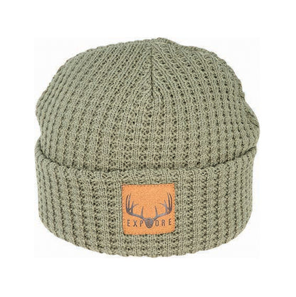 Bronte Kid’s Waffle Knit Acrylic Beanie with Suede Patch