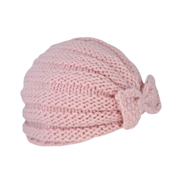 Avenel Peaches Infant Knit Turban Beanie with Bow – Acrylic Pull-On Hat