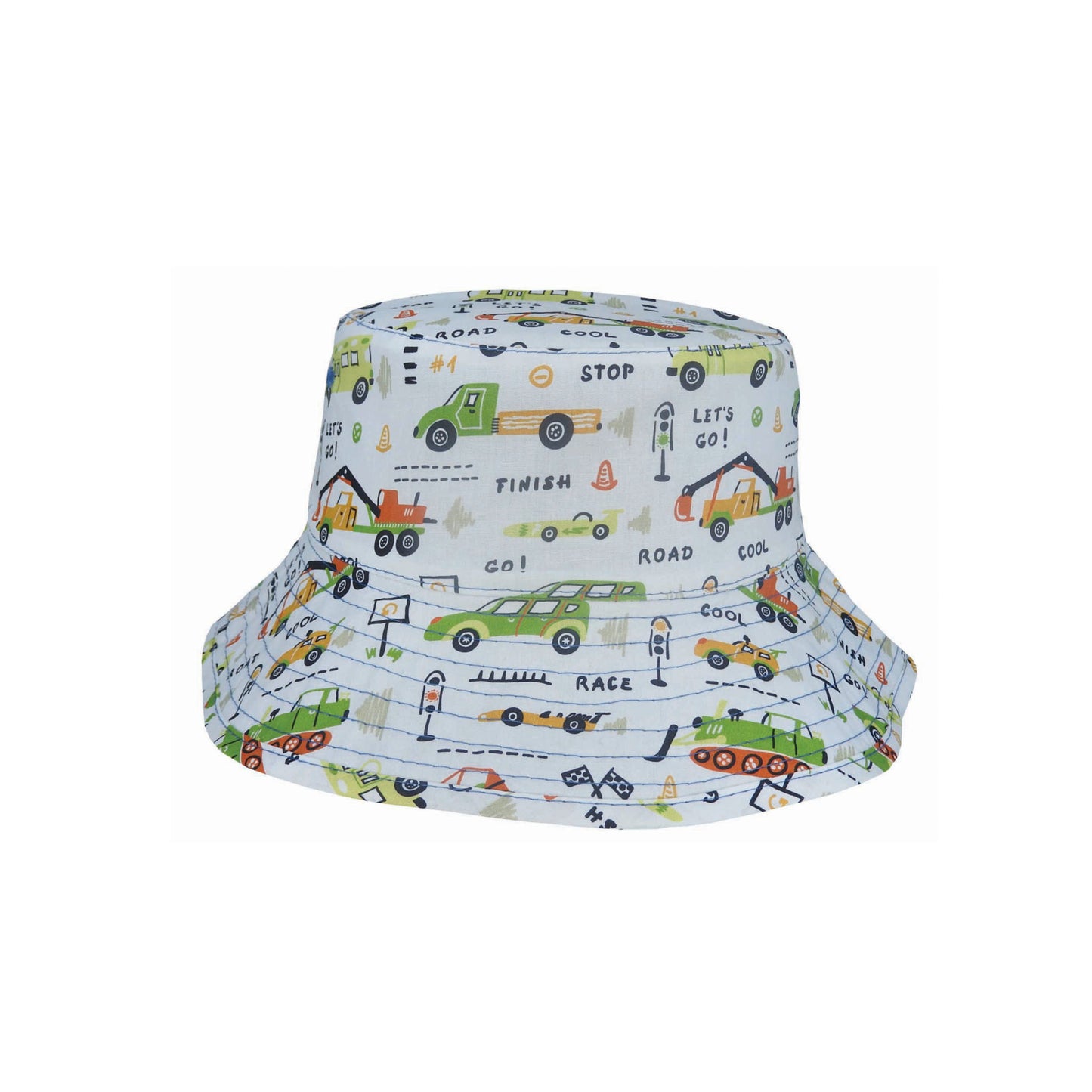 Andy Reversible Cotton Bucket Hat with Automobile Print – Toddler