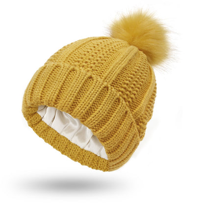 Woolen Cap Knitted Protection Hairstyle Silky Stretch Satin Knitted Hat - Urban Caps 