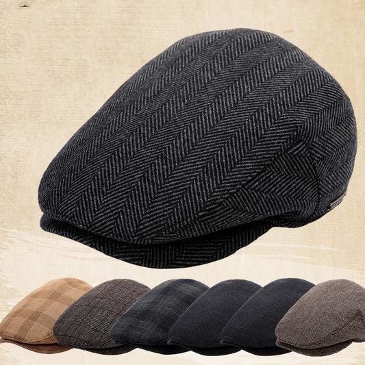 Retro Men’s Duckbill Cap – Adjustable Flat Beret for Spring, Autumn & Winter