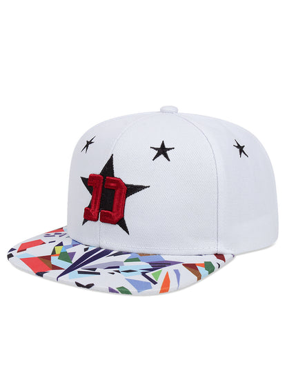 Five-pointed Star Embroidery Outdoor Sun-shade Sun Protection Flat-brimmed Cap - Urban Caps 