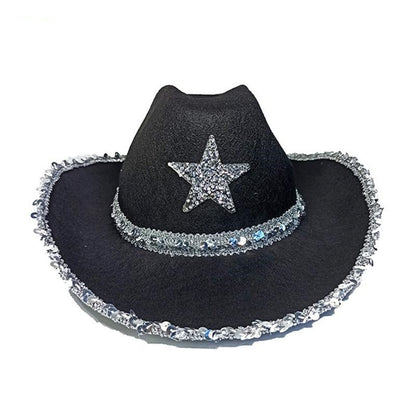 Party Black Bilateral Sequined Cowboy Hat - Urban Caps 