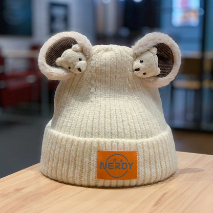 Three-dimensional Bear Woolen Women's Thickened Warm Knitted Hat - Urban Caps 
