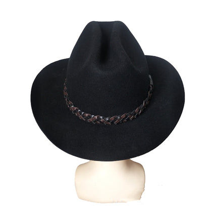 Wool Western Cowboy Hat Belt Top Hat Jazz Felt Cap - Urban Caps 