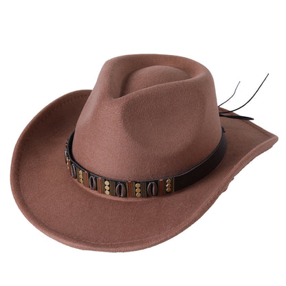 Woolen Hat Western Cowboy Top Hat Men's And Women's Curling Shell Accessories - Urban Caps 