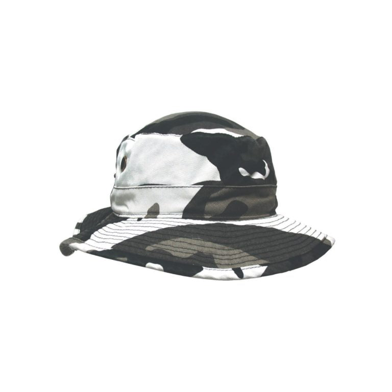 Flynn – Camo Twill Bucket Hat with Tie