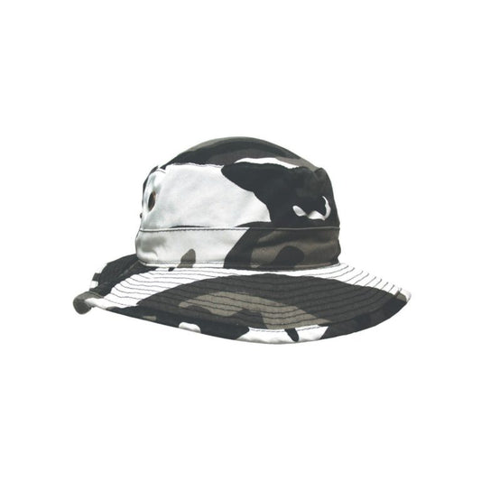 Flynn – Camo Twill Bucket Hat with Tie