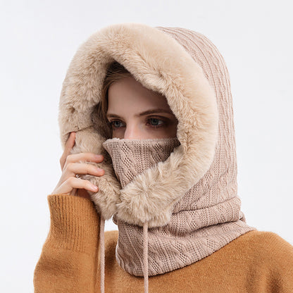Windproof Hooded Winter Hat with Plush Scarf: Cozy Warmth for Women - Urban Caps 