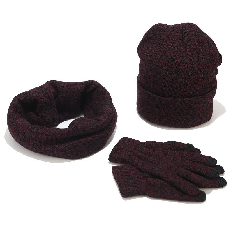 Variegated Knitted Woolen Thick Scarf Hat Gloves - Urban Caps 
