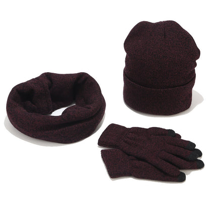 Variegated Knitted Woolen Thick Scarf Hat Gloves - Urban Caps 