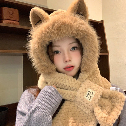 Autumn And Winter Cute Furry Fox Ear Hat - Urban Caps 