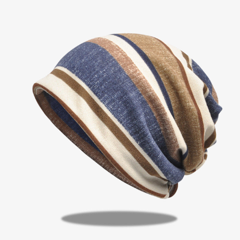 Striped Scarf Hat Men And Women All-match Pullover Hat Casual - Urban Caps 