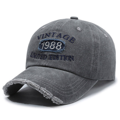 American Retro Soft Top Make Old Ripped Letter Embroidered Baseball Cap - Urban Caps 