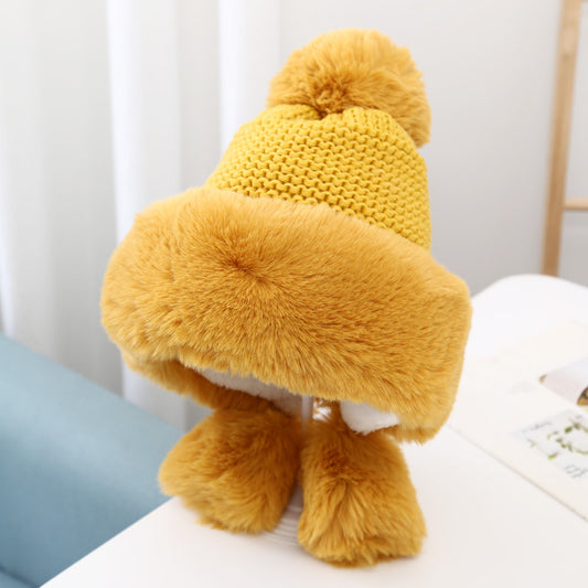 Women's Warm And Velvet Ear Protection Knitted Cold-proof Woolen Cute Princess Hat - Urban Caps 