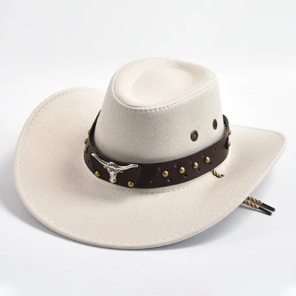 Artificial Suede Western Cowboy Hat Retro Large Edge Gentleman Jazz Outdoor Sunshade - Urban Caps 