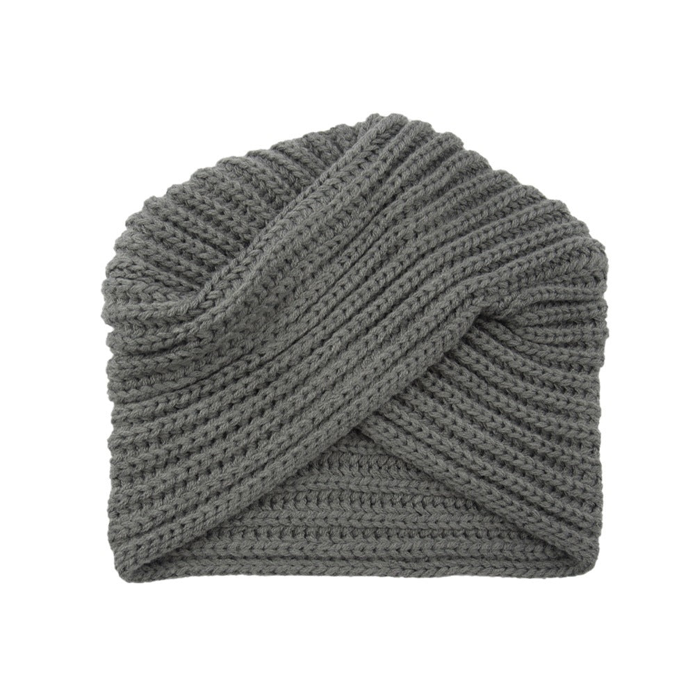 Fashion Woolen Knit Hat With Crossover Pullover - Urban Caps 